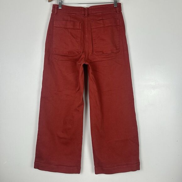 Everlane  Organic Cotton Wide Leg Pants 26.5" Size 10 Faded Red  High Rise - Picture 7 of 12